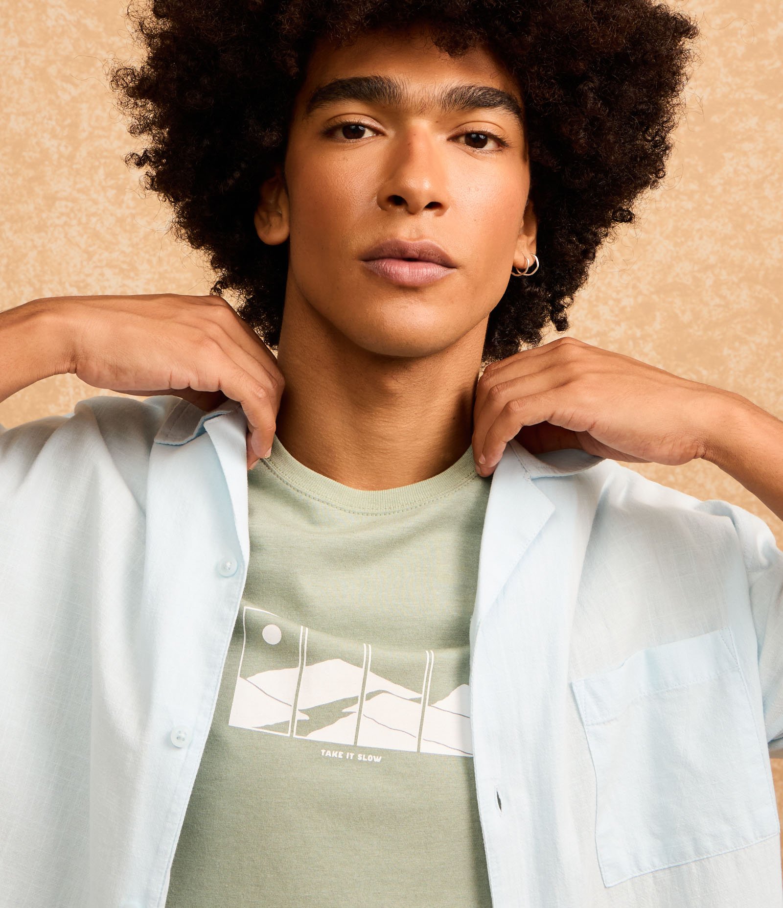 Camisa Relaxed em Tricoline com Textura Bowling Azul 5
