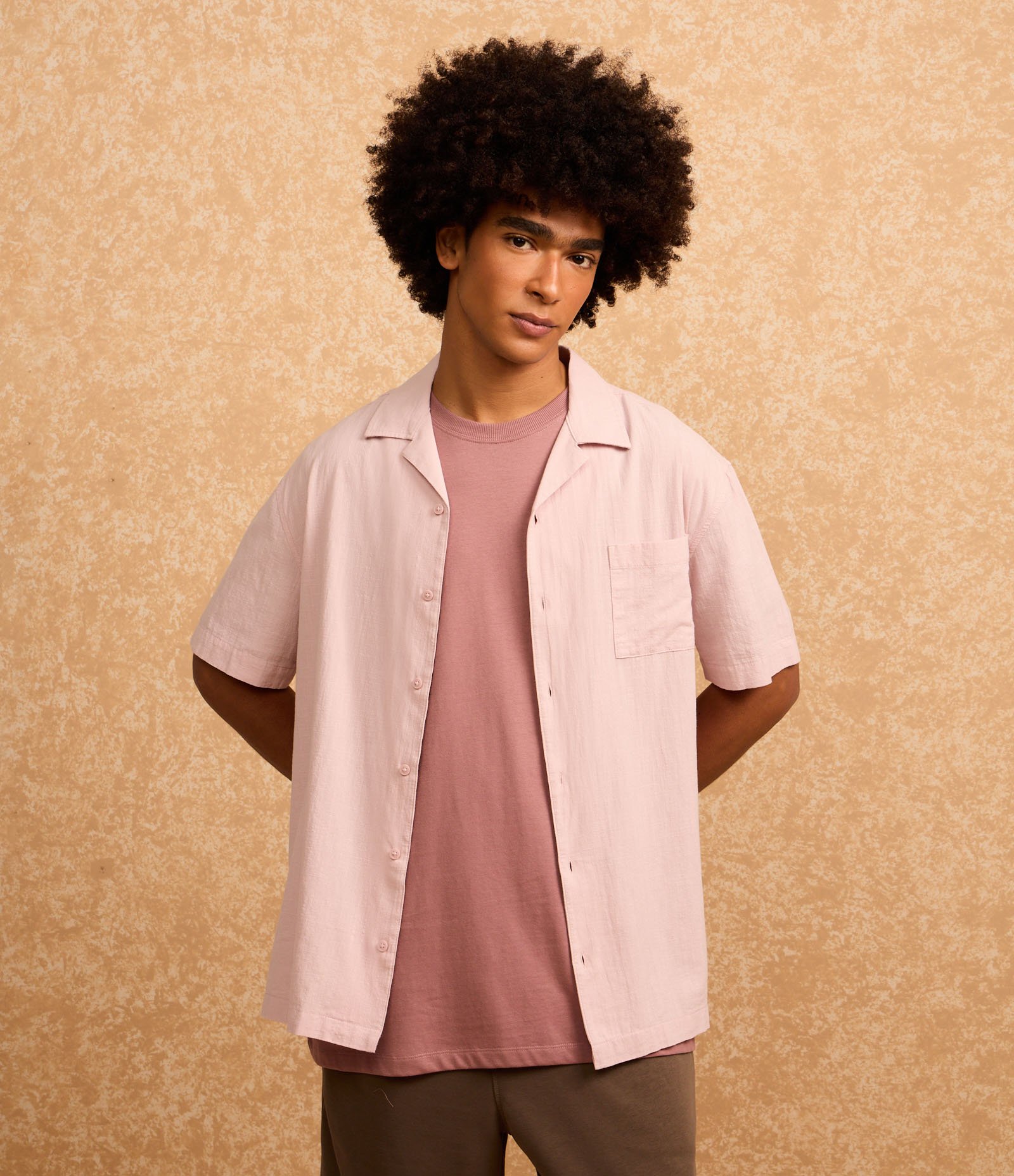 Camisa Relaxed em Tricoline com Textura Bowling Rosa 4