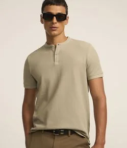 Camisa Polo Slim em Piquet Texturizado