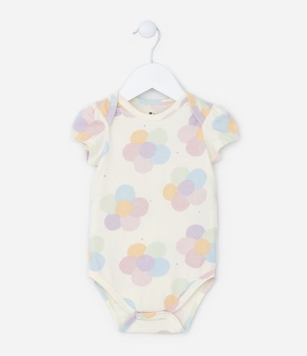 Body Infantil em Algodão com Estampa de Florzinhas - Tam RN a 24 meses