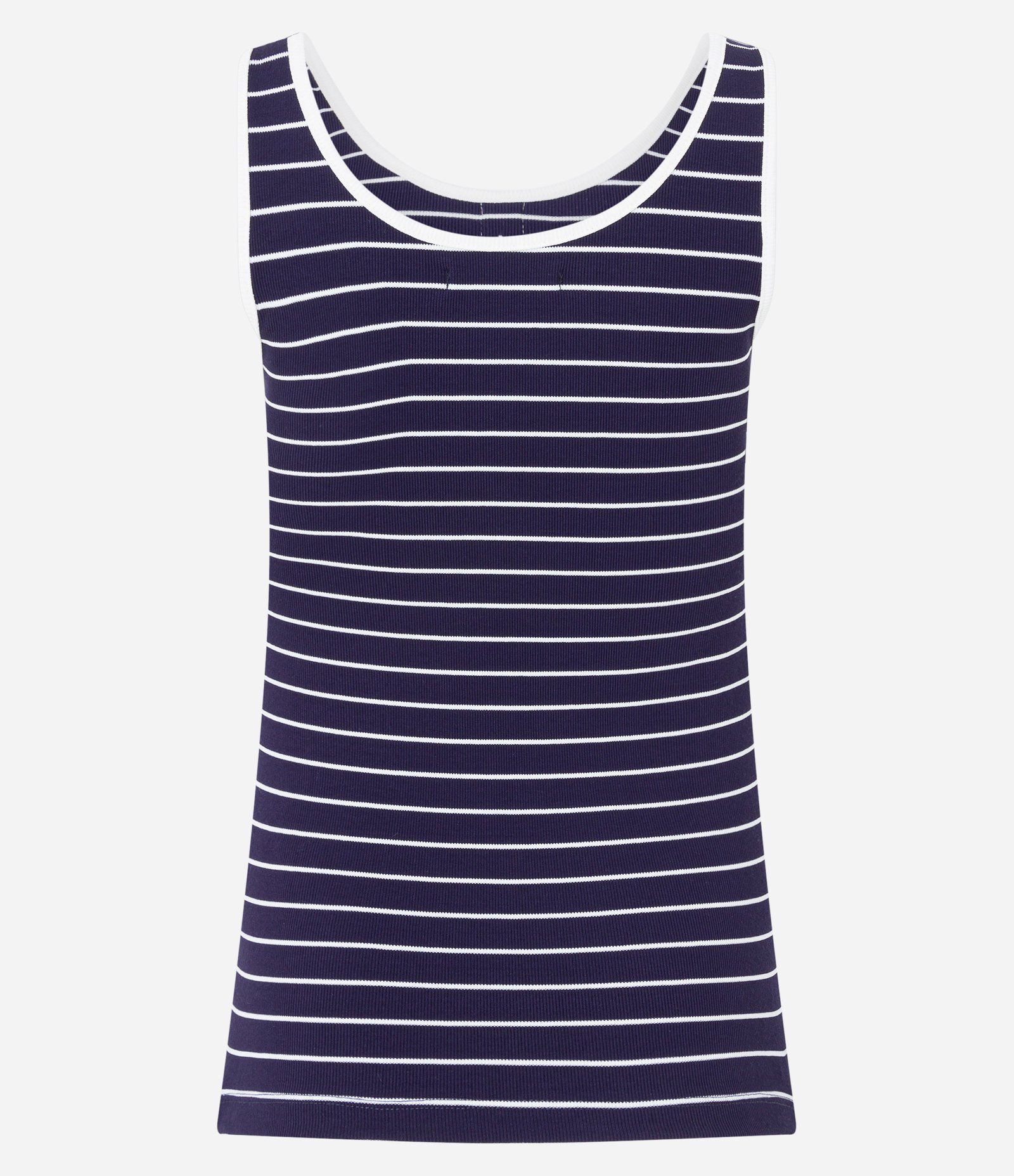 Blusa Regata em Ribana com Listras e Botões Azul 7