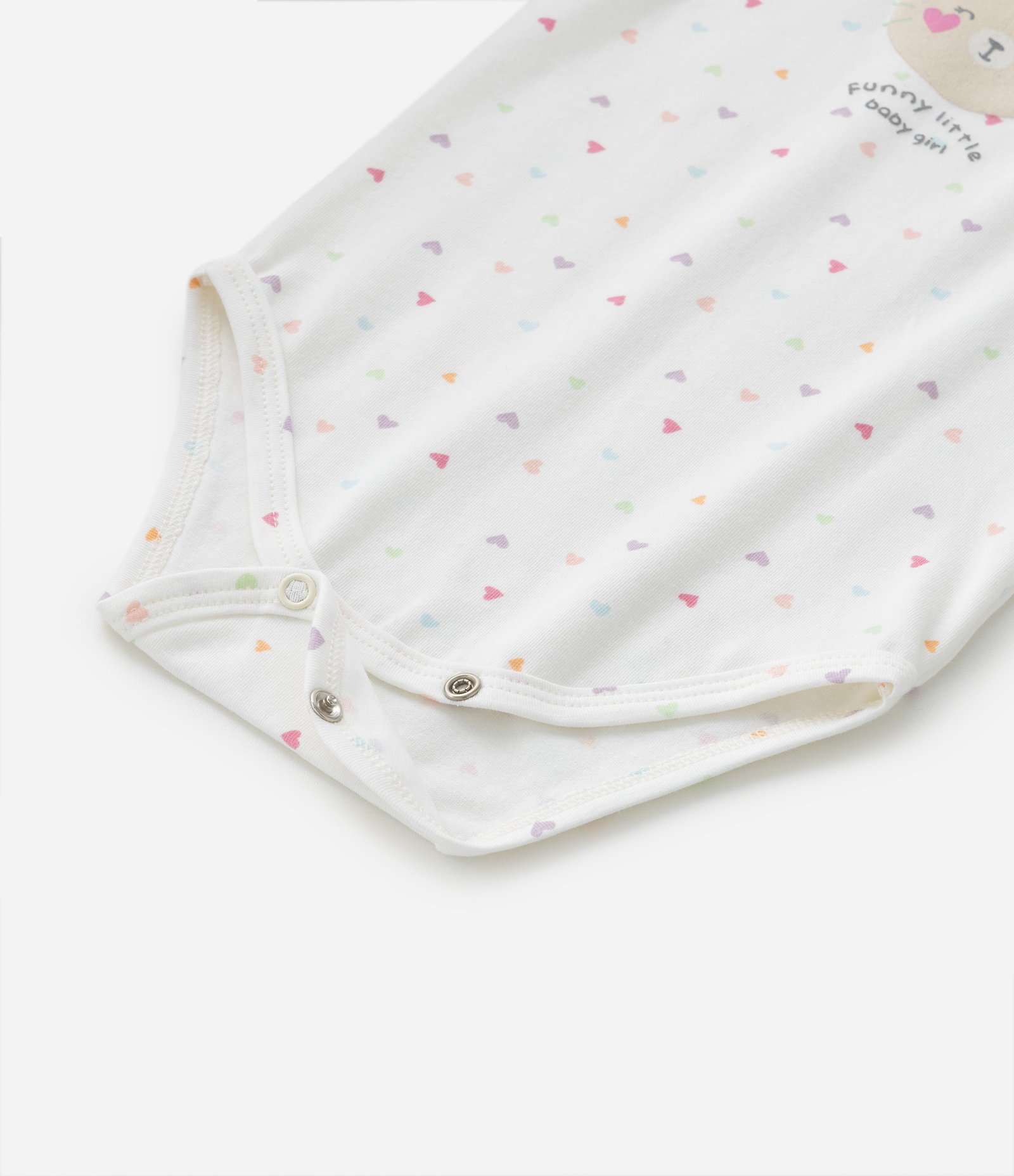 Body Infantil em Algodão com Estampa de Gatinha e Corações - Tam RN a 18 meses Branco Neve 5