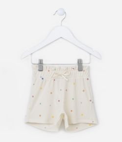 Short Clochard Infantil Canelado com Estampa Poá - Tam 1 a 5 Anos