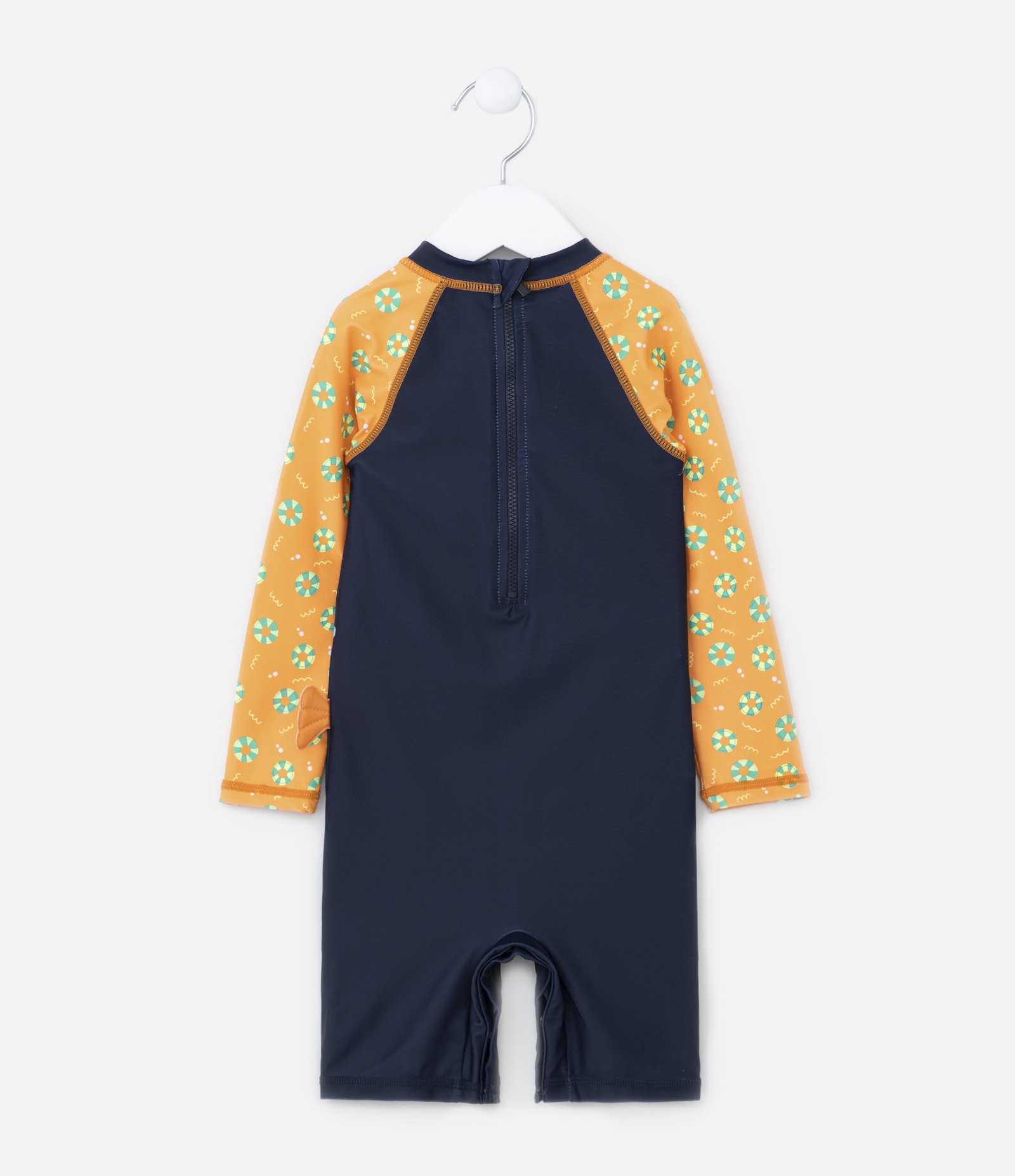 Macacão de Praia Infantil com Proteção UV e Estampa  Lagosta - Tam 1 a 4 anos Azul/Laranja 2