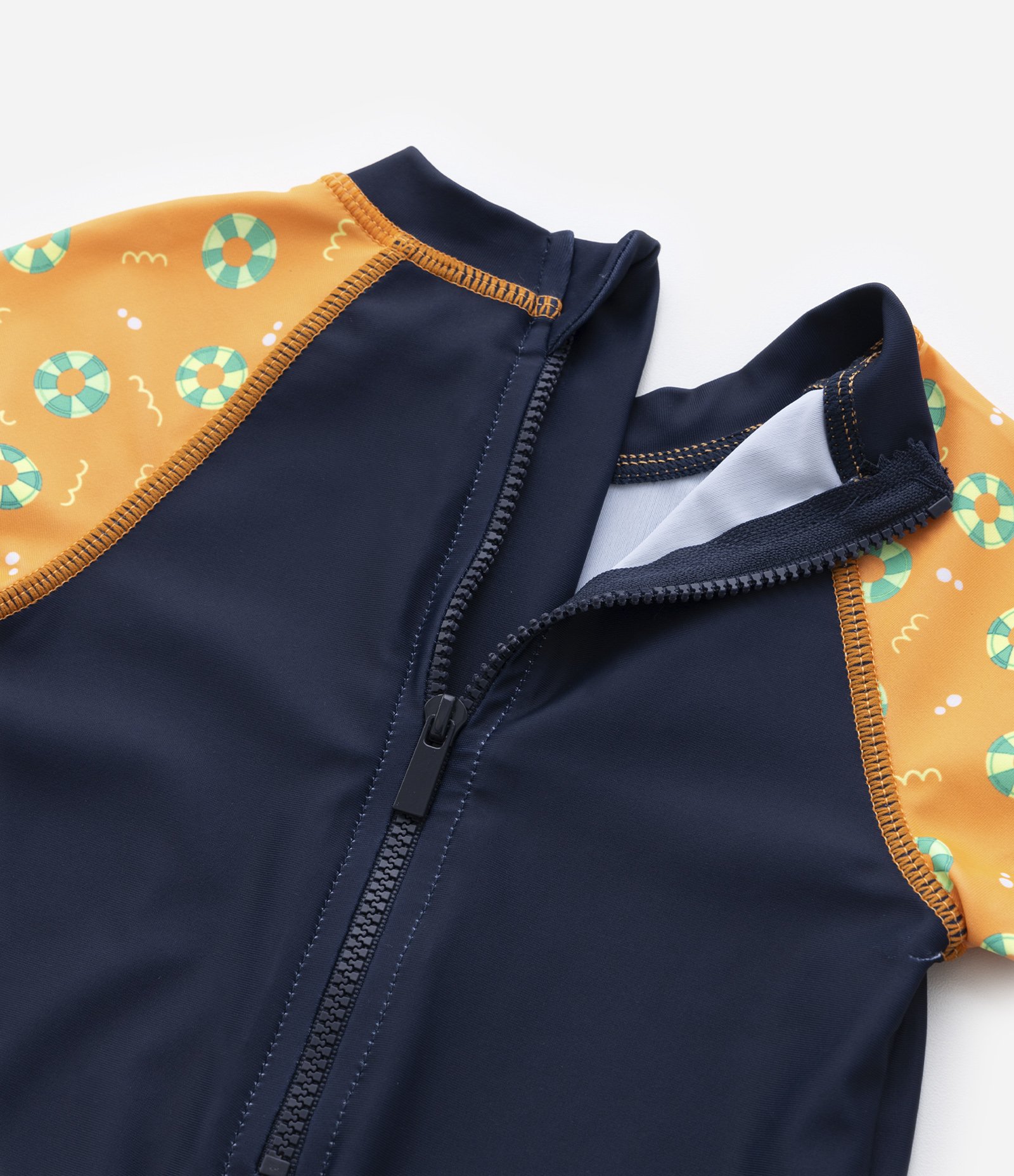 Macacão de Praia Infantil com Proteção UV e Estampa  Lagosta - Tam 1 a 4 anos Azul/Laranja 4