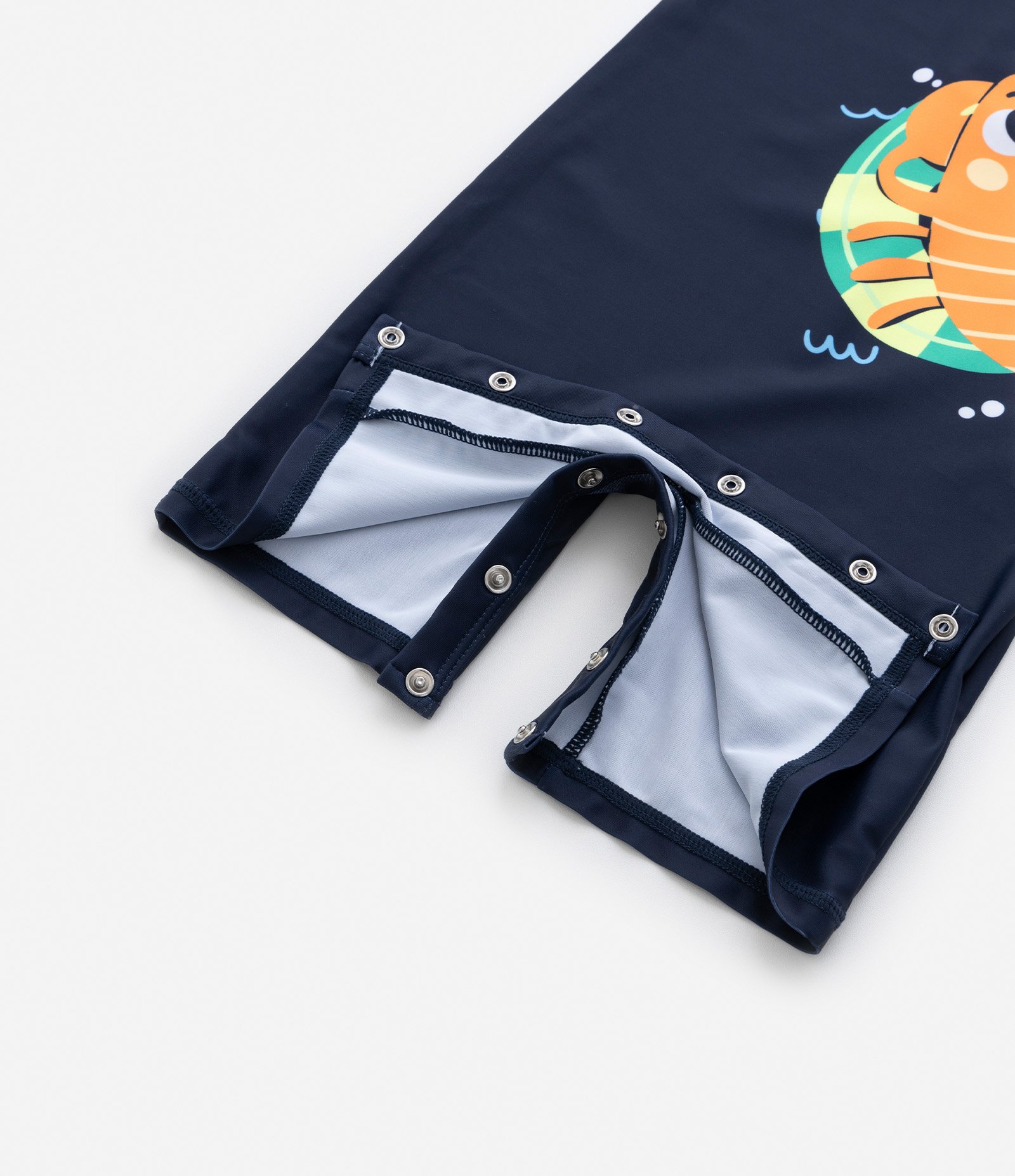 Macacão de Praia Infantil com Proteção UV e Estampa  Lagosta - Tam 1 a 4 anos Azul/Laranja 5