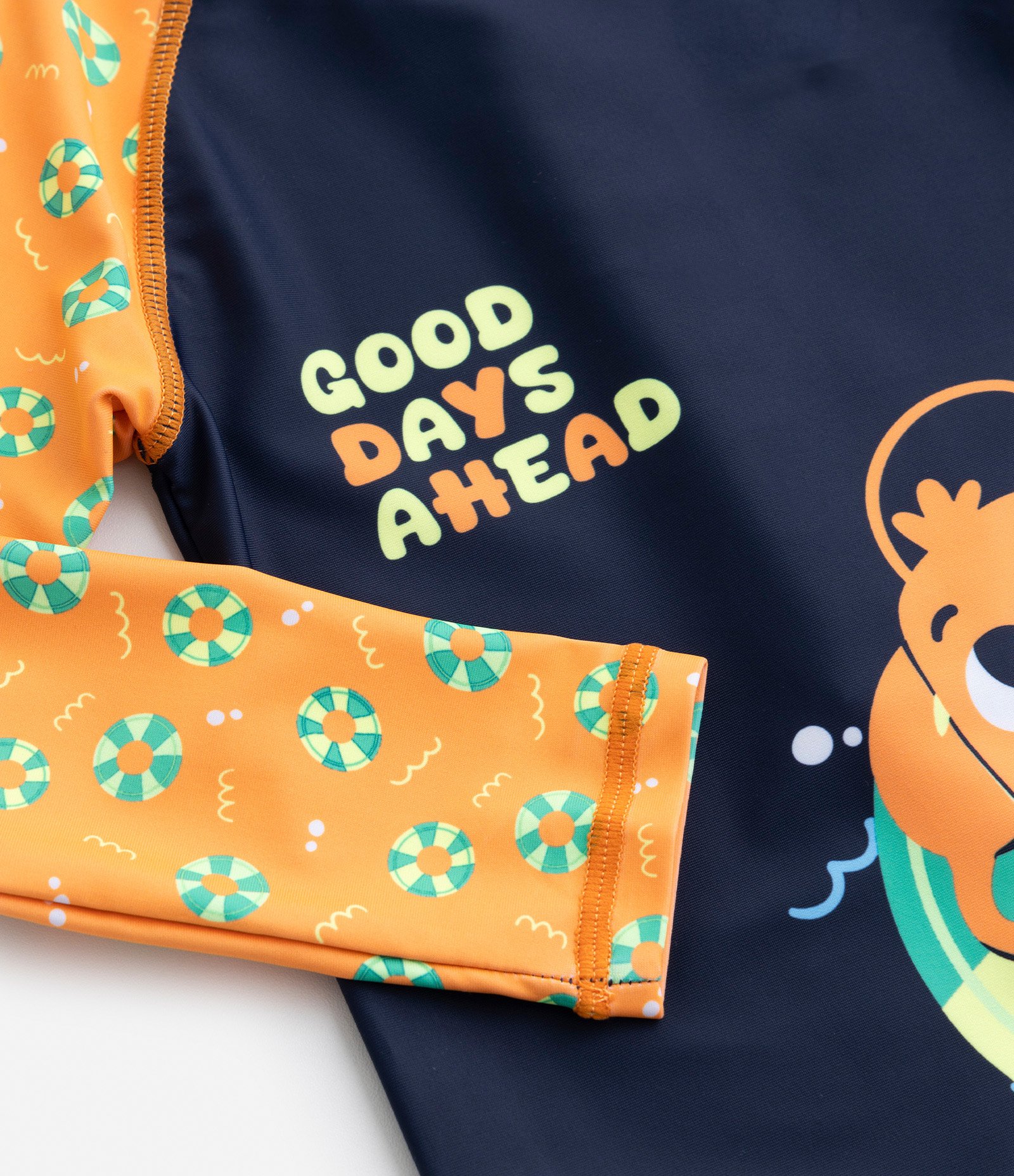 Macacão de Praia Infantil com Proteção UV e Estampa  Lagosta - Tam 1 a 4 anos Azul/Laranja 6