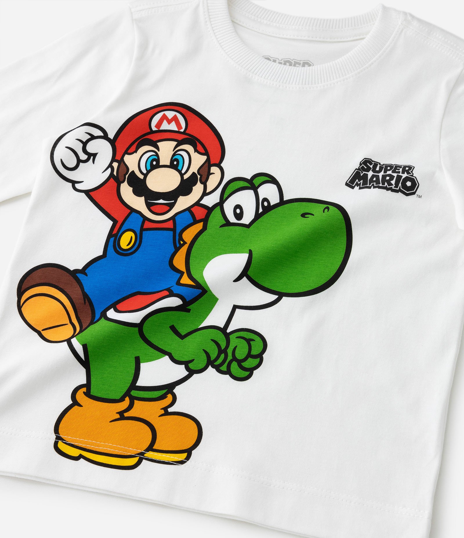 Camiseta Infantil com Estampa Mario e Yoshi - Tam 03 a 08 Anos Branco 5