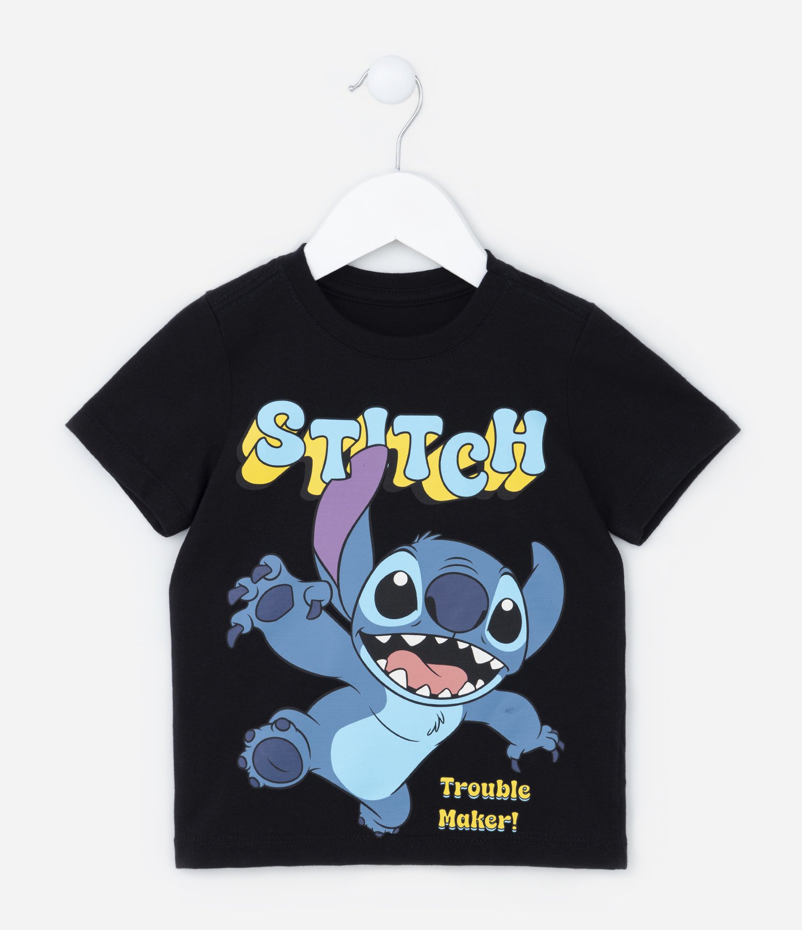 Camiseta Infantil com Estampa do Stitch - Tam 1 a 5 anos Preto 1