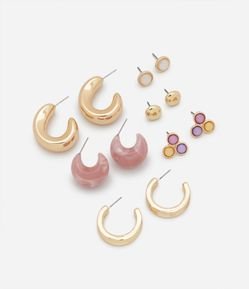 Kit 06 Brincos Pequenos com Detalhes e Formatos Variados