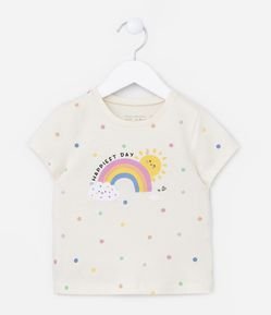 Blusa Infantil em Algodão com Estampa Arco-íris e Sol - Tam 1 a 5 Anos