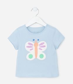 Blusa Infantil em Algodão com Estampa Borboletinha - Tam 1 a 5 Anos