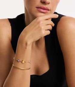 Kit 02 Pulseiras Rígida e com Pedrinhas Coloridas