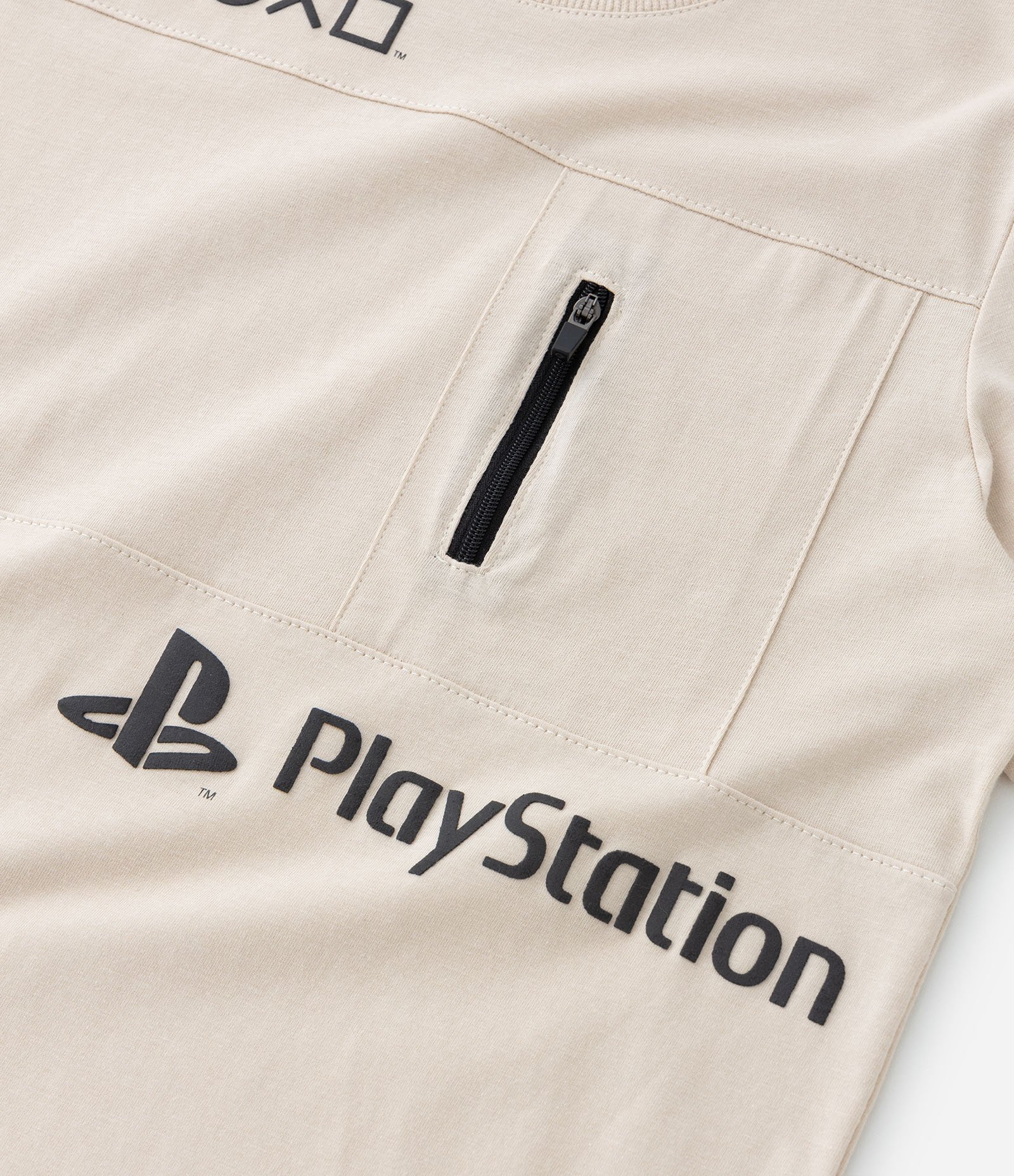Camiseta Infantil com Bolsinho de Zíper e Estampa Playstation - Tam 5 a 14 anos Bege 4