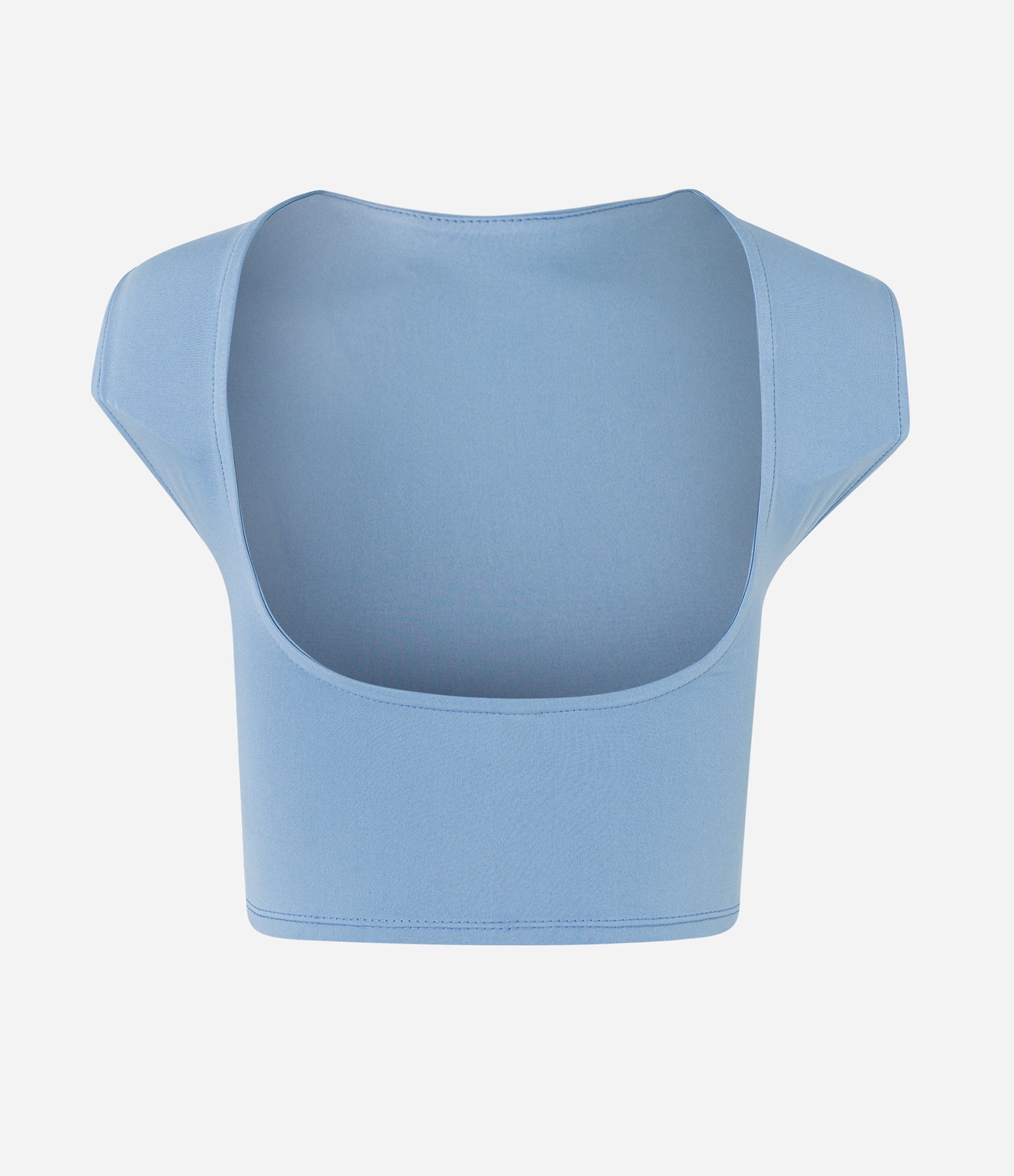 Blusa em Jersey com Costas Abertas e Sem Mangas Azul 6