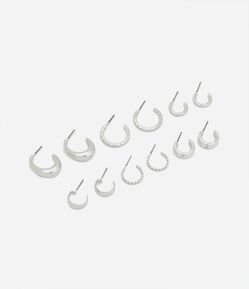 Kit 06 Brincos Argola em Metal com Formatos Diferentes