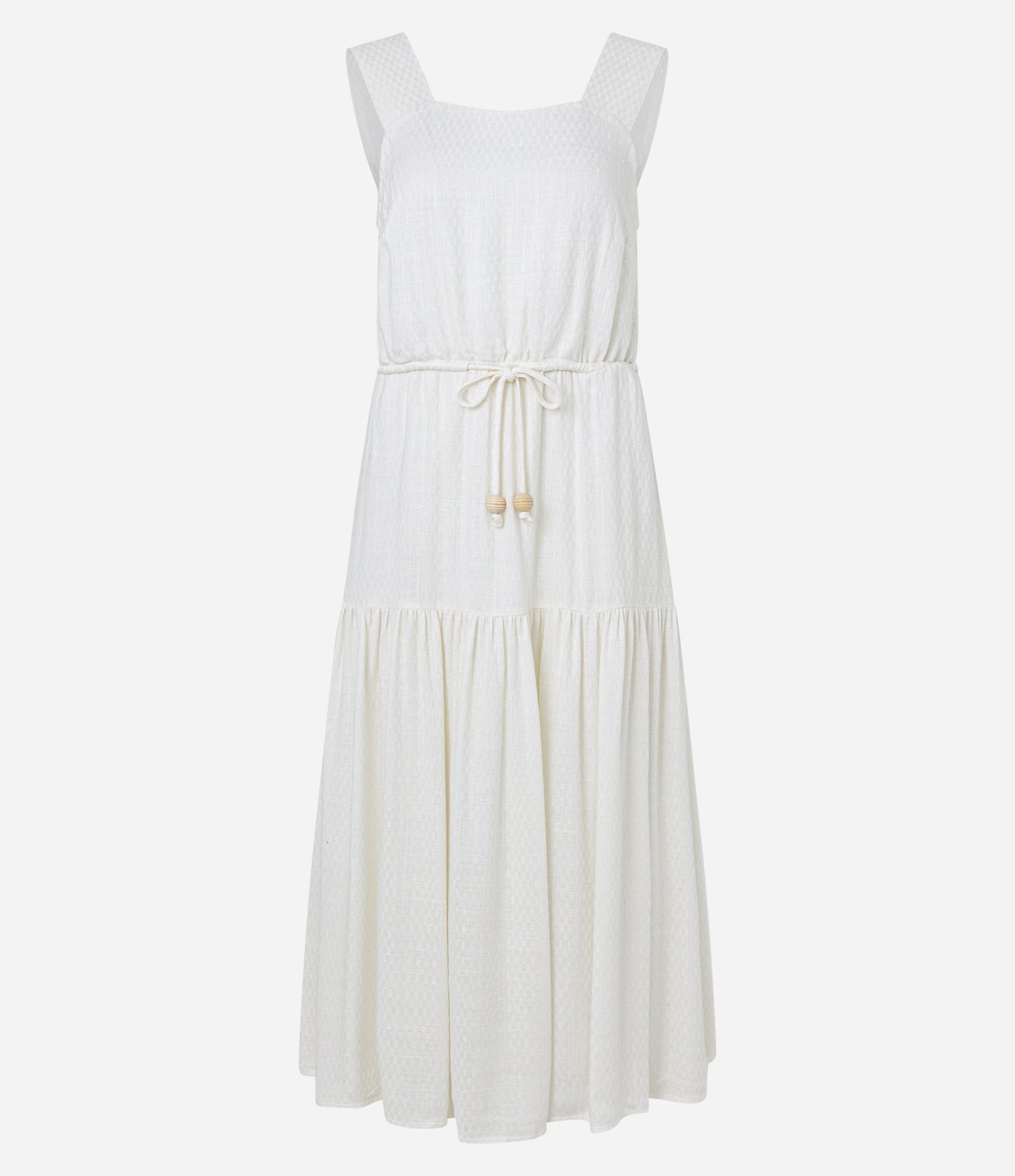 Vestido Midi Evasê Sem Manga em Viscolinho com Cinto de Cordão e Detalhes 6