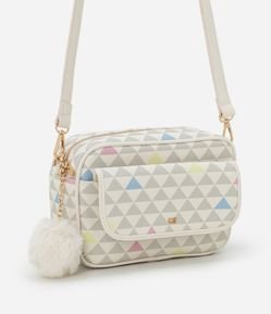 Bolsa Pequena em PU com Alça Transversal e Pompom