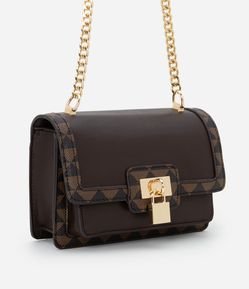 Bolsa Transversal Pequena em PU com Alça de Corrente