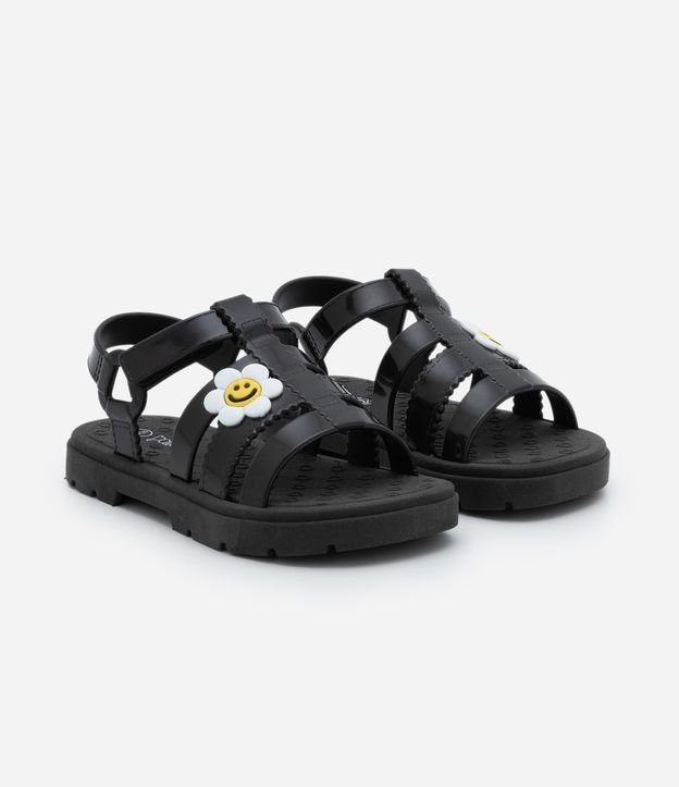 Sandália Infantil em PU com Patch de Flor Margaridinha - Tam 21 ao 28