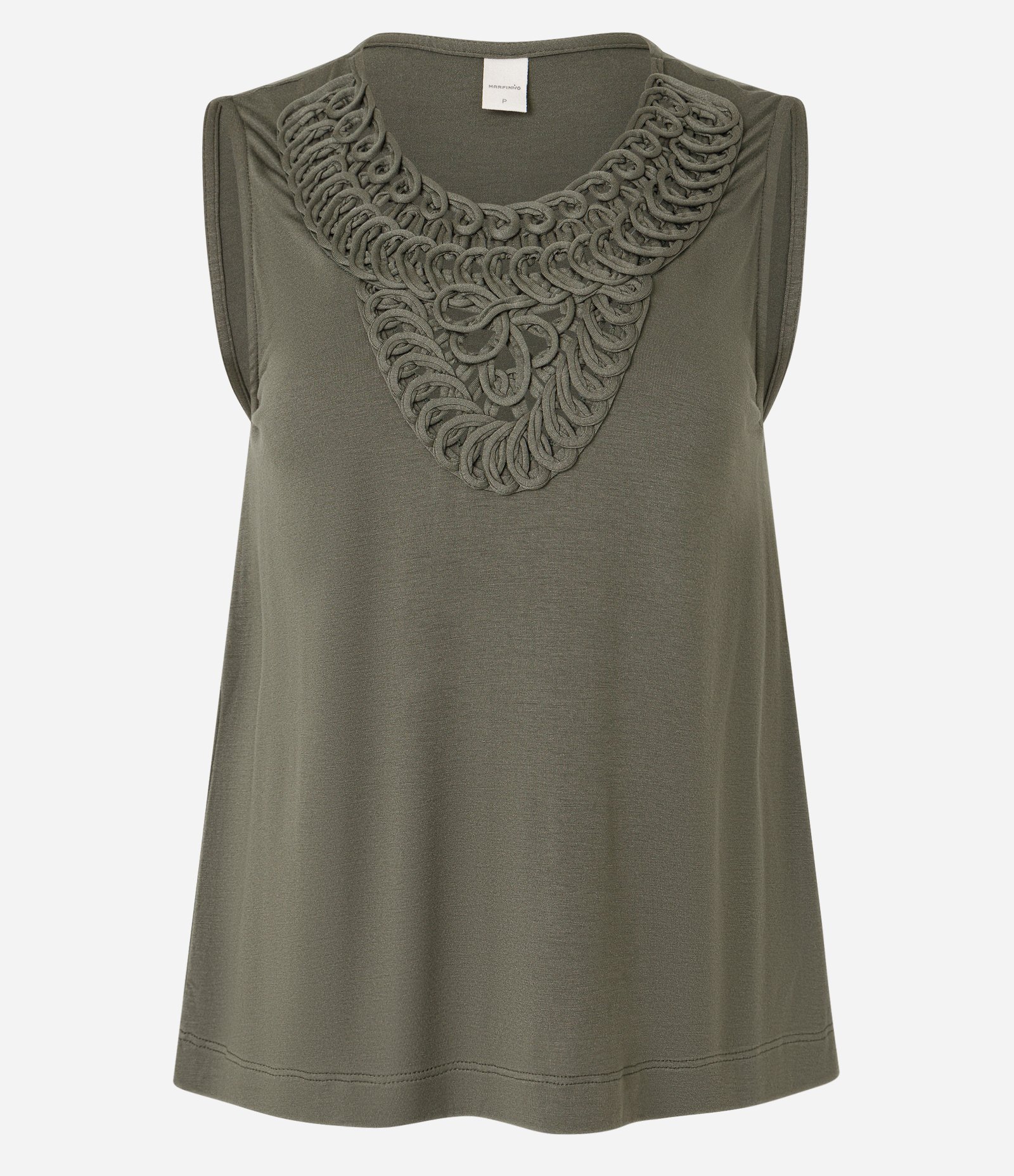 Blusa sem Manga em Viscose com Detalhe Texturizado na Gola Verde 5