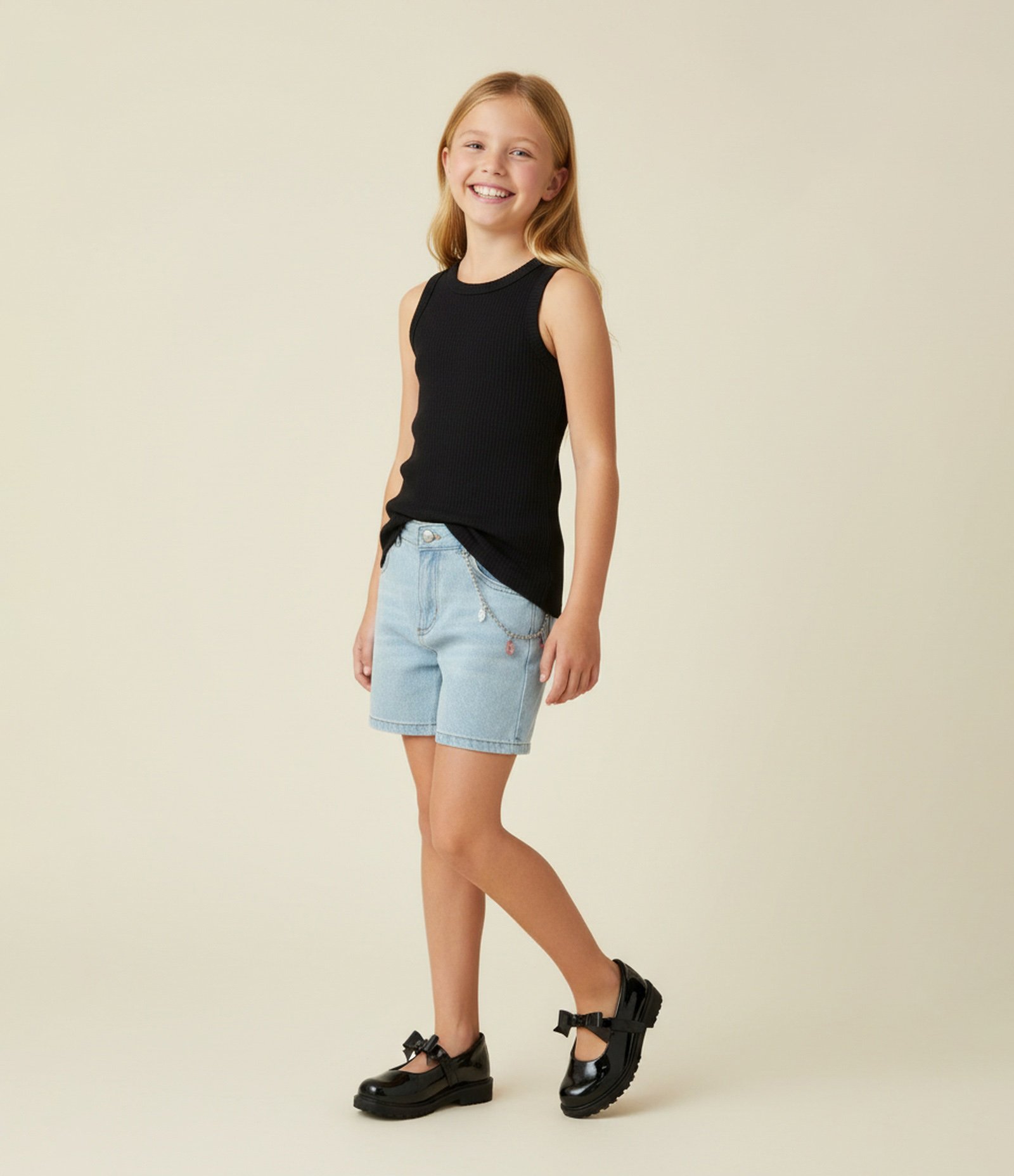 Vestido Infantil Canelado em Algodão - Tam 5 a 14 anos Preto 1