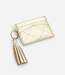 Carteira Porta Cartão Pequena Metalizada com Detalhe de Tassel