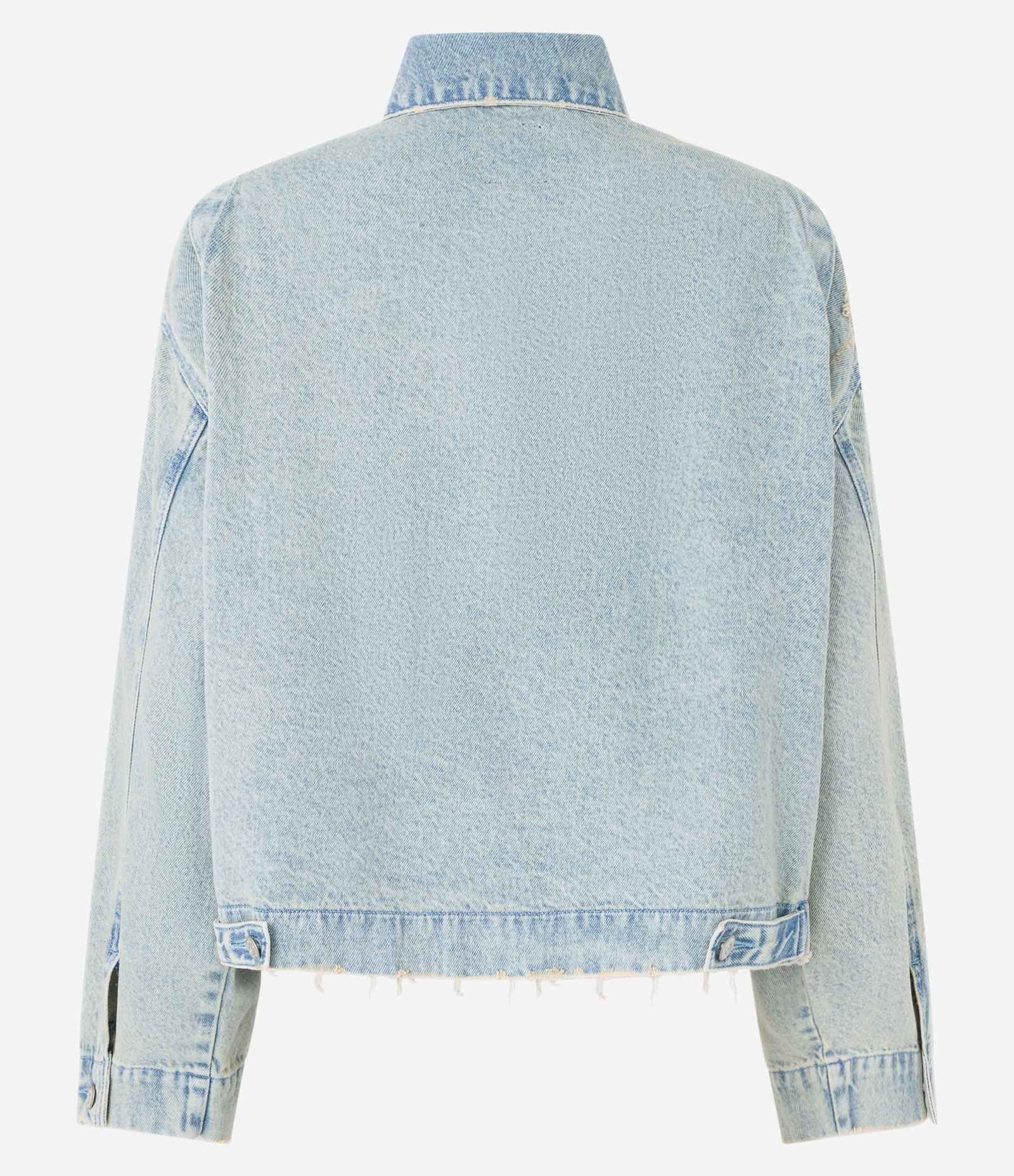 Jaqueta em Jeans Dirty Washed com Bolsos e Puídos Azul 8