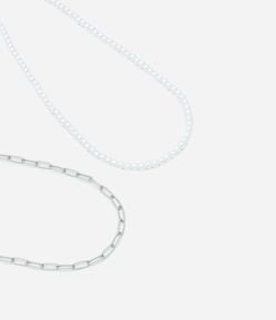 Colar Camadas com Pérola e Corrente com Flor no Fecho