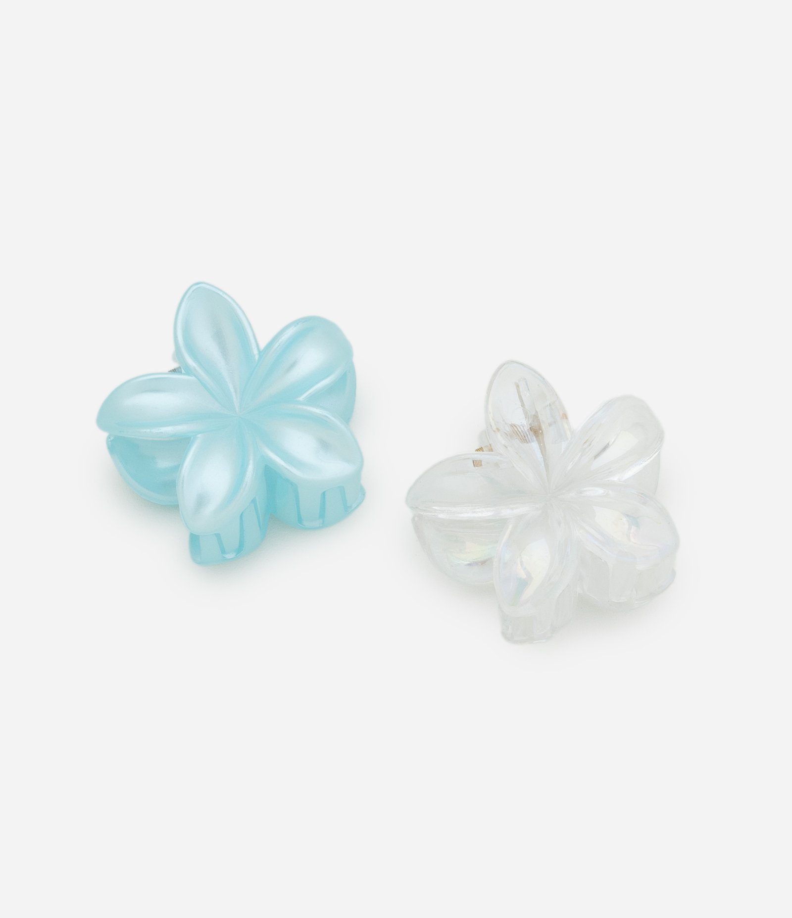 Kit 02 Piranhas de Cabelo Pequenas em Forma de Flor Branco/Azul 1