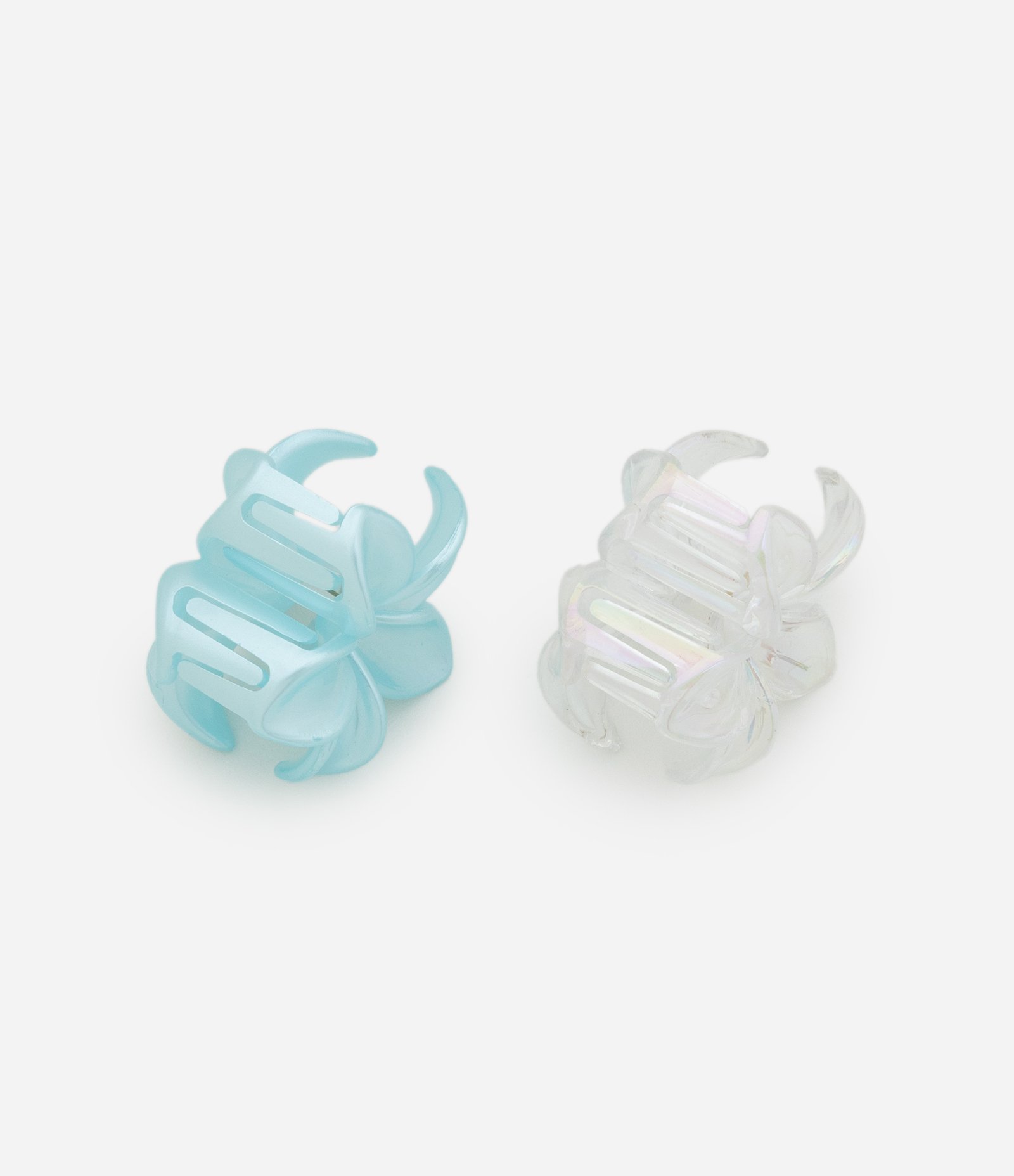 Kit 02 Piranhas de Cabelo Pequenas em Forma de Flor Branco/Azul 2