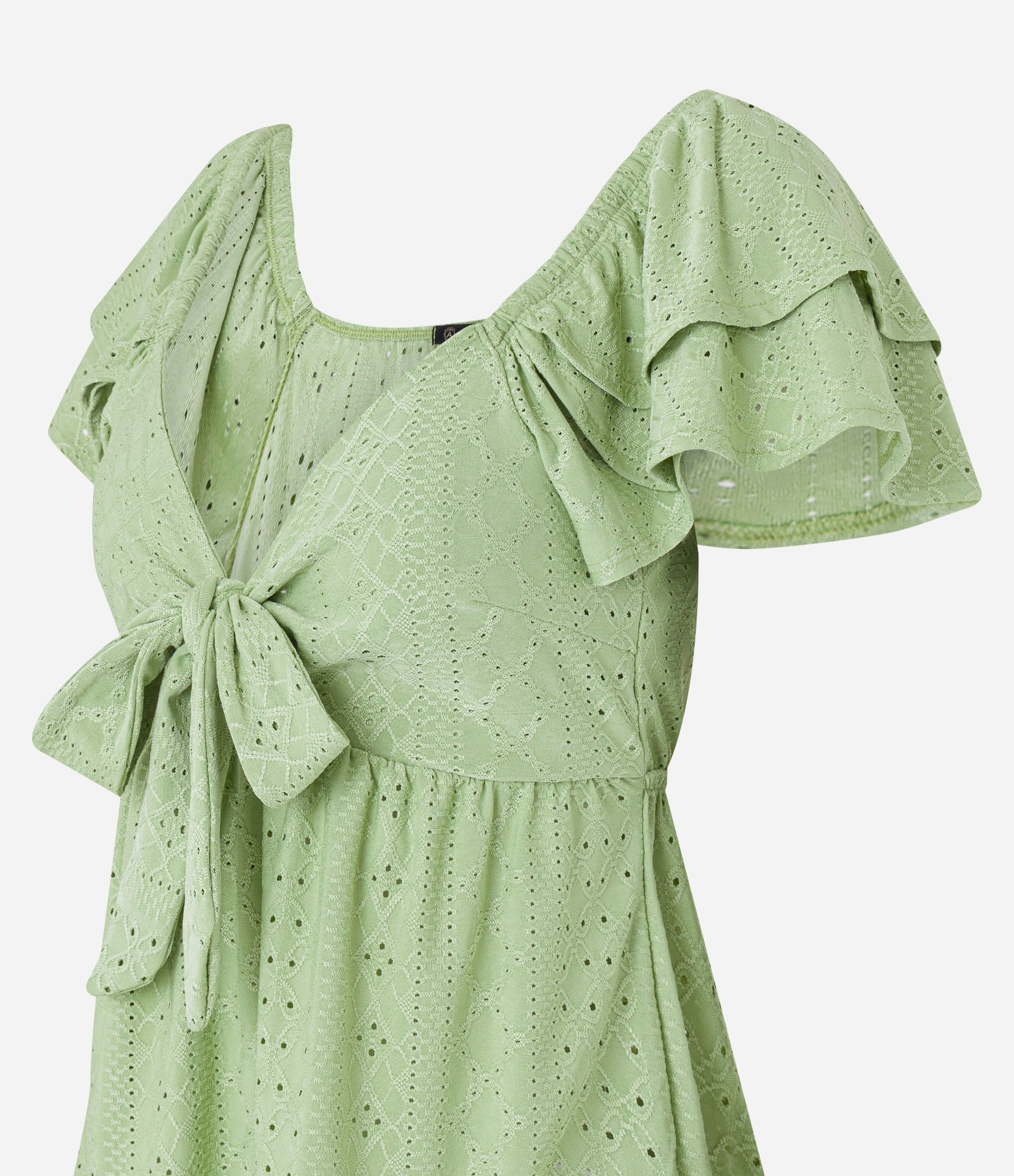 Blusa em Laise com Laço no Busto e Babado na Manga 5