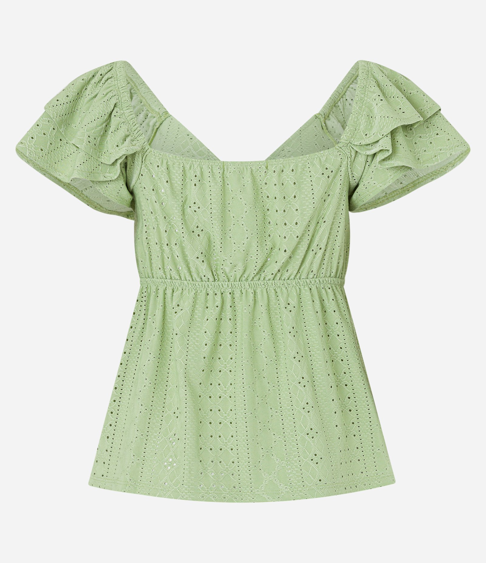 Blusa em Laise com Laço no Busto e Babado na Manga 6