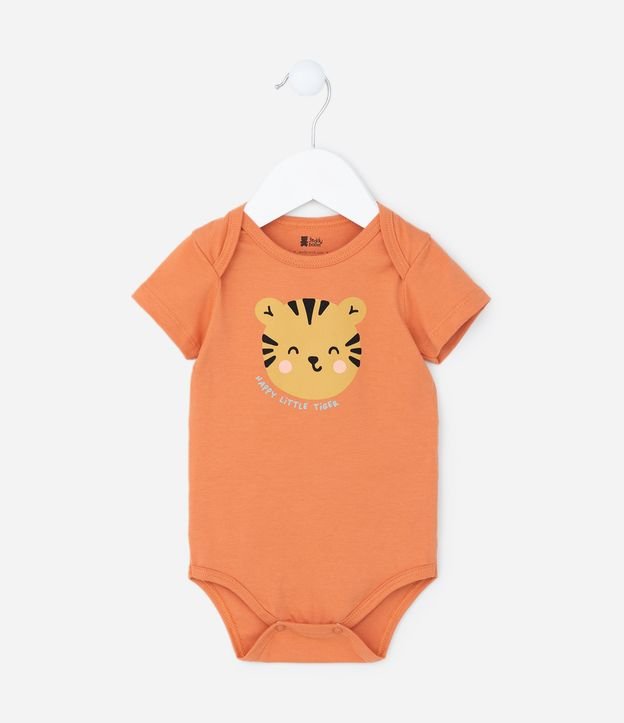 Body Infantil em Algodão com Estampa de Tigrinho - Tam 0 a 18 meses