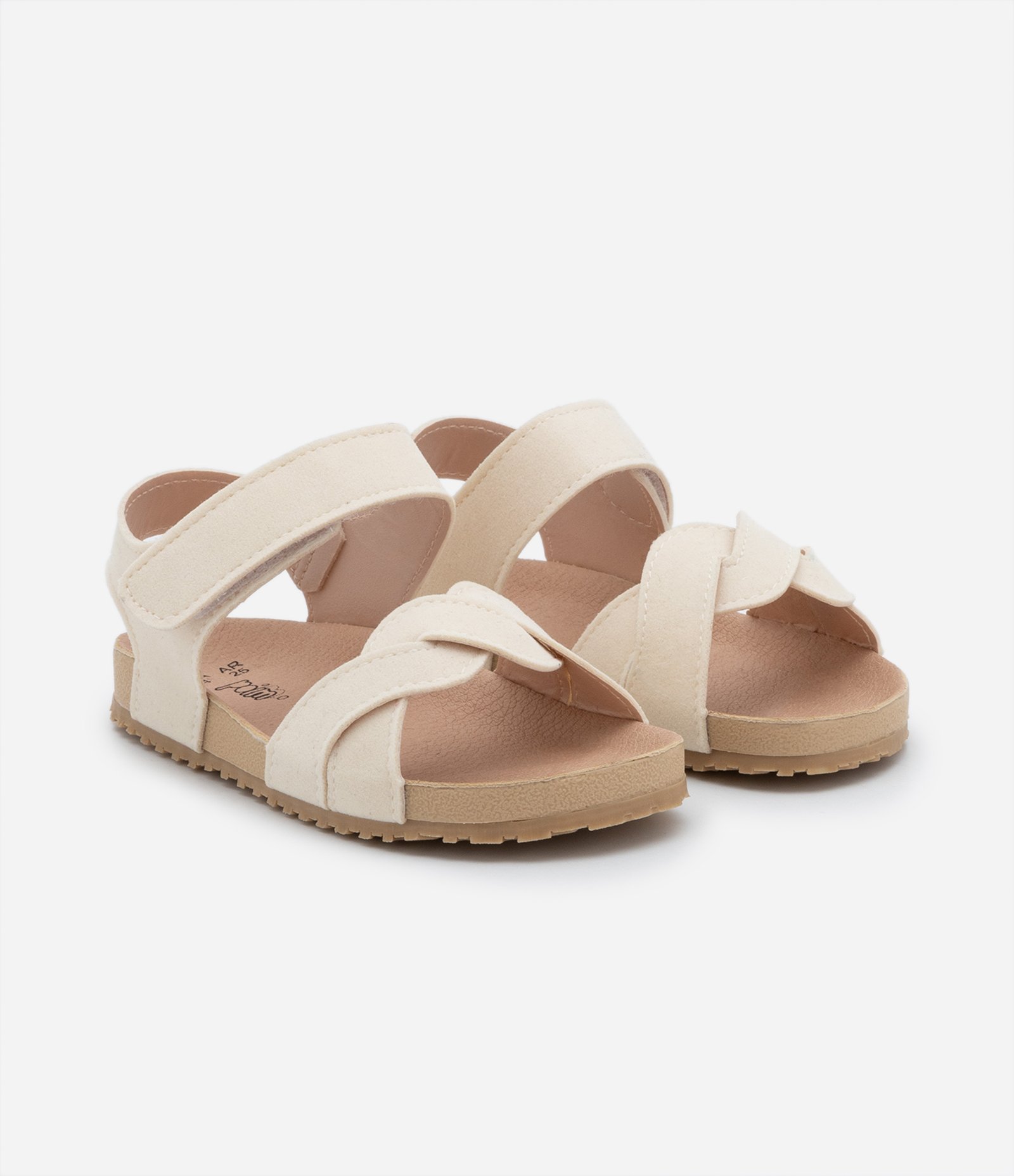 Sandália Infantil em PU com Efeito Camurça e Tira Trançada - Tam 20 ao 27 Off White 1