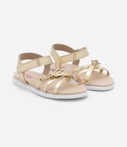 Sandália Infantil Metalizada com Lacinho Aplicado 
- Tam 20 ao 25