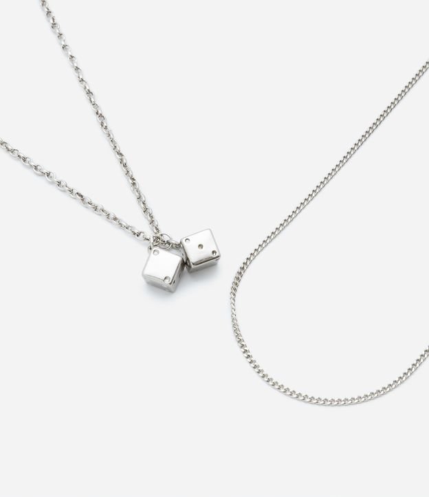 Kit 02 Colar em Metal com Pingente de Dados
