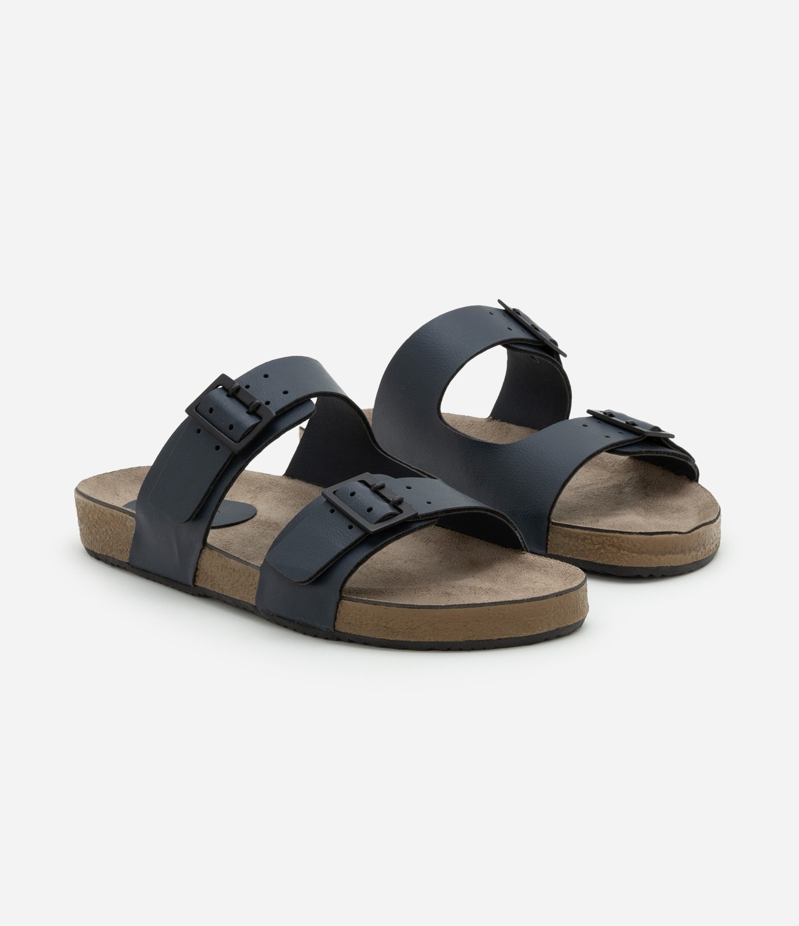 Sandália Slide em Pu com Tiras e Fivelas 2