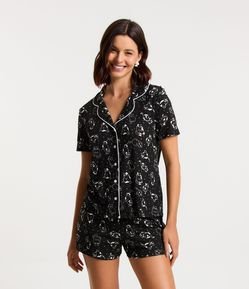 Pijama Americano em Viscose com Estampa de Gatinhos