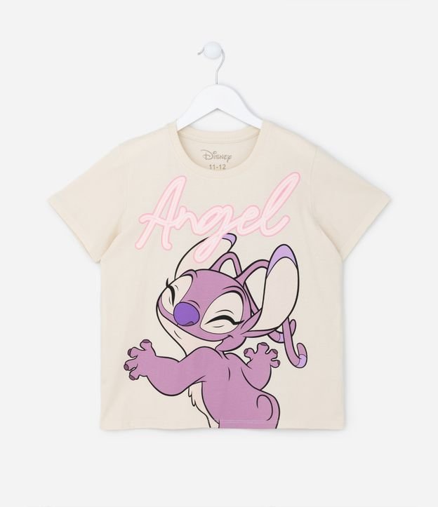 Camiseta Infantil em Algodão com Estampa Angel de Lilo e Stitch - Tam 5 a 14 Anos