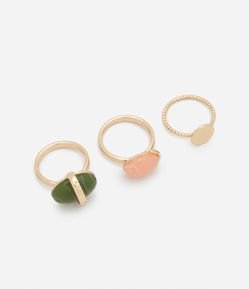 Kit 03 Anéis com Modelos Diferentes em Resina