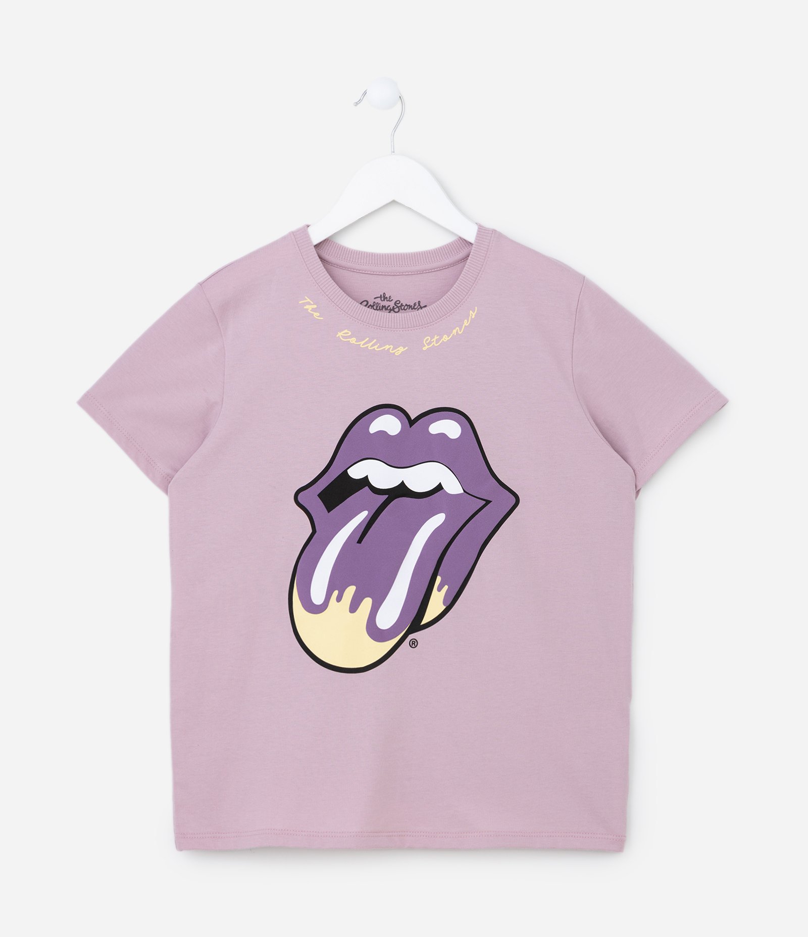 Camiseta Infantil em Algodão com Estampa Rolling Stones - Ta 5 a 14 Anos Roxo 1