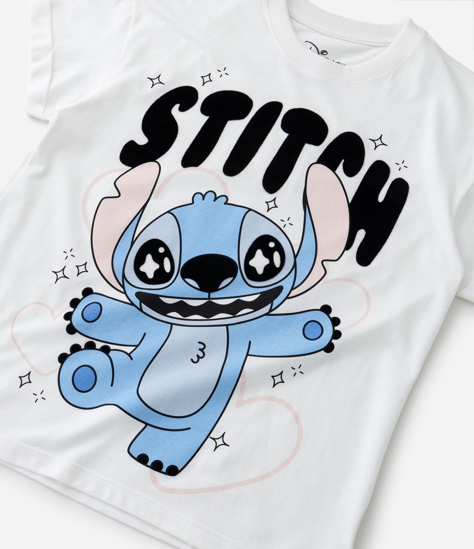 Camiseta Infantil com Estampa do Stitch - Tam 5 a 14 Anos Branco Neve 7