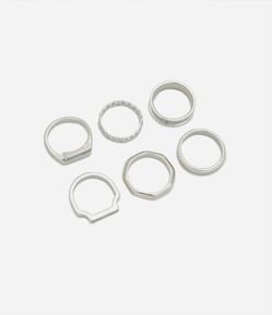Kit 06 Anéis com Formatos Diferentes e Revestimento Brilhante