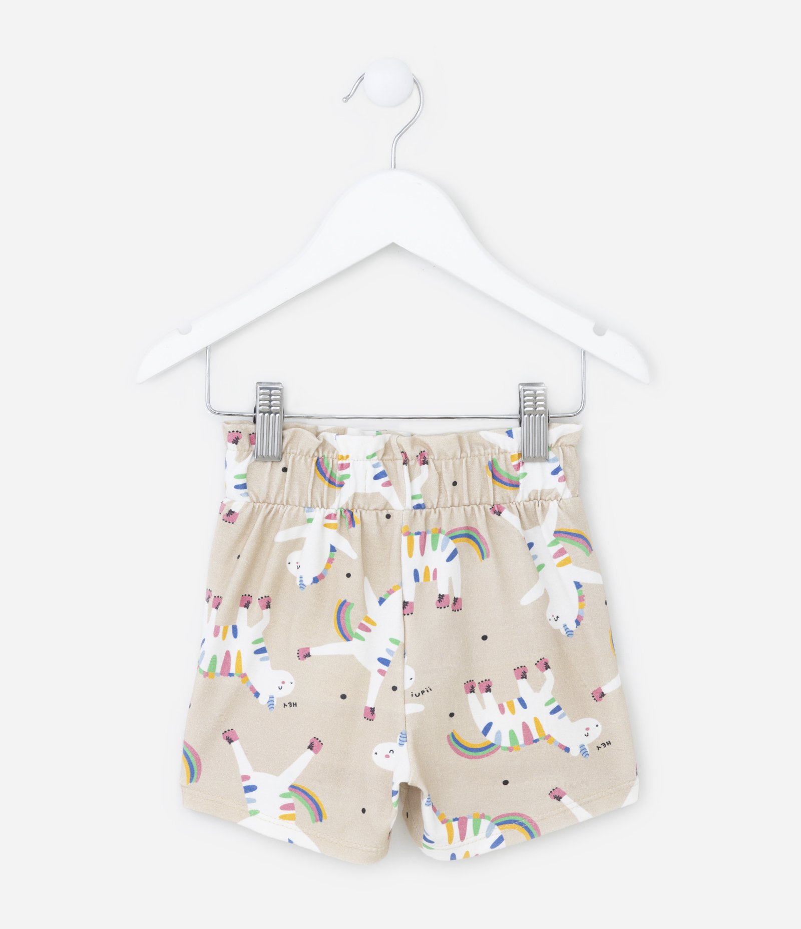 Short Clochard Infantil em Cotton com Estampa Unicórnios - Tam 1 a 5 Anos Bege 2