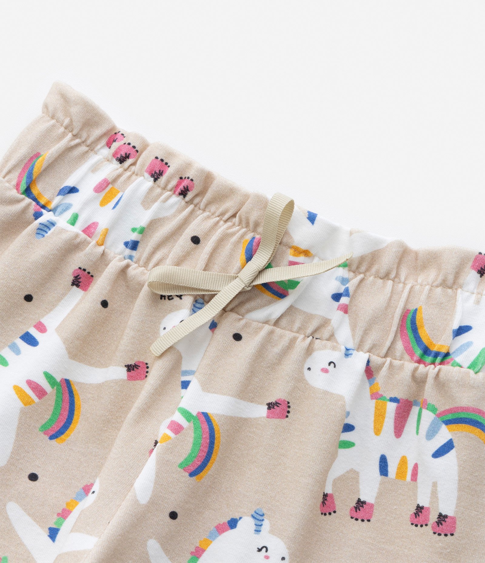 Short Clochard Infantil em Cotton com Estampa Unicórnios - Tam 1 a 5 Anos Bege 5