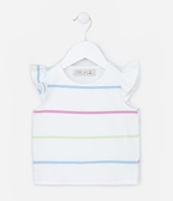 Regata Infantil em Cotton com Babados e Listras - Tam 1 a 5 Anos