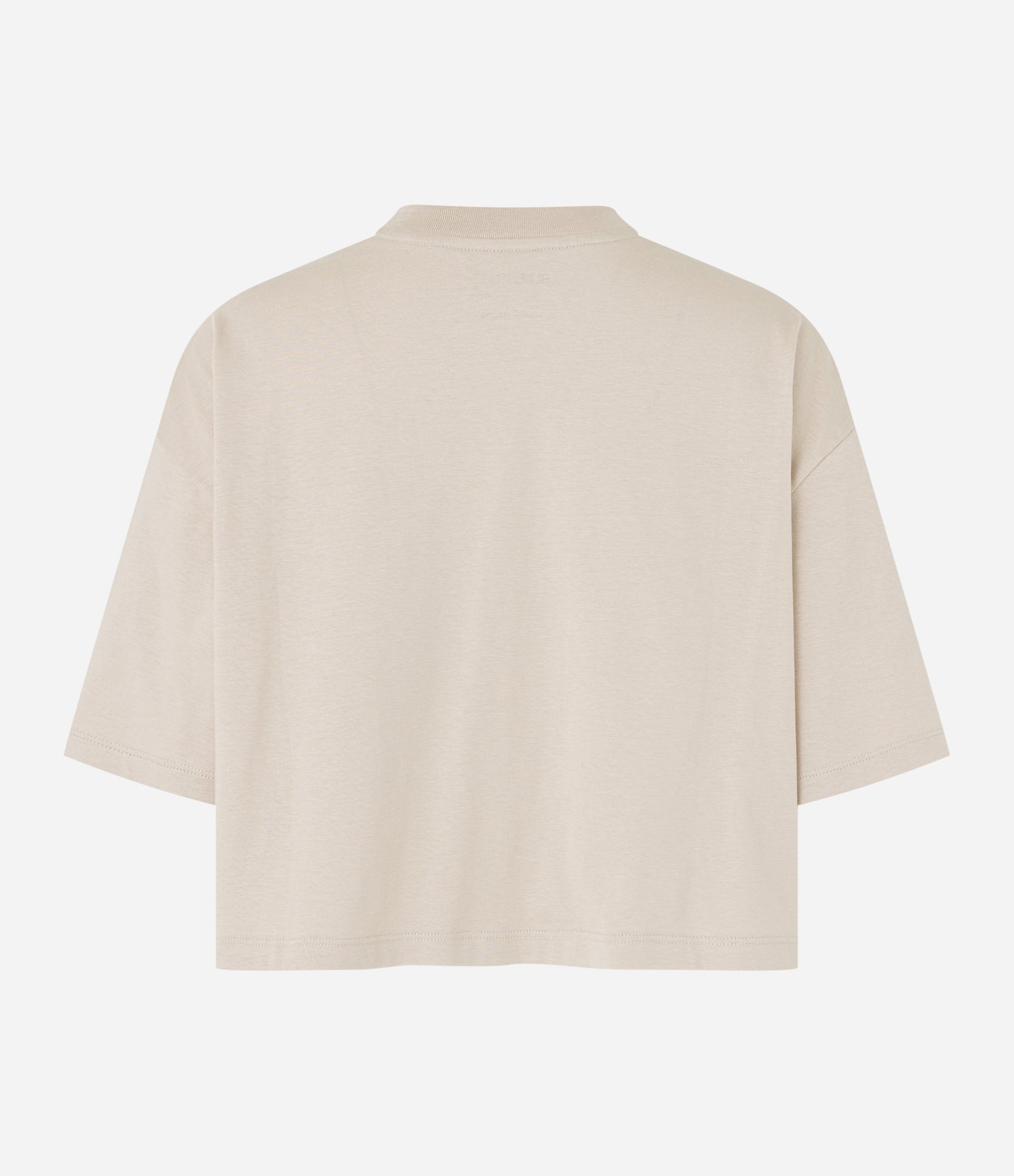 Camiseta Cropped Oversized em Algodão Peruano Bege 4