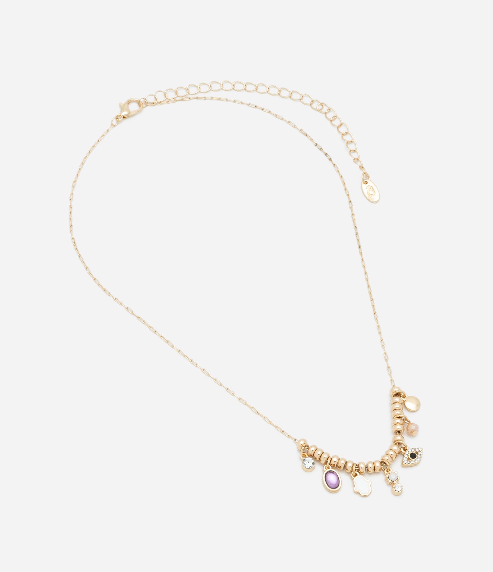 Colar Curto Metal com Pingentes Variados de Boas Energias Dourado 2