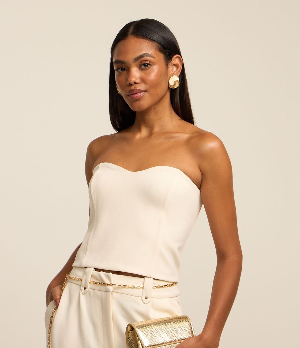 Blusa Tomara Que Caia com Zíper de Coração Branco